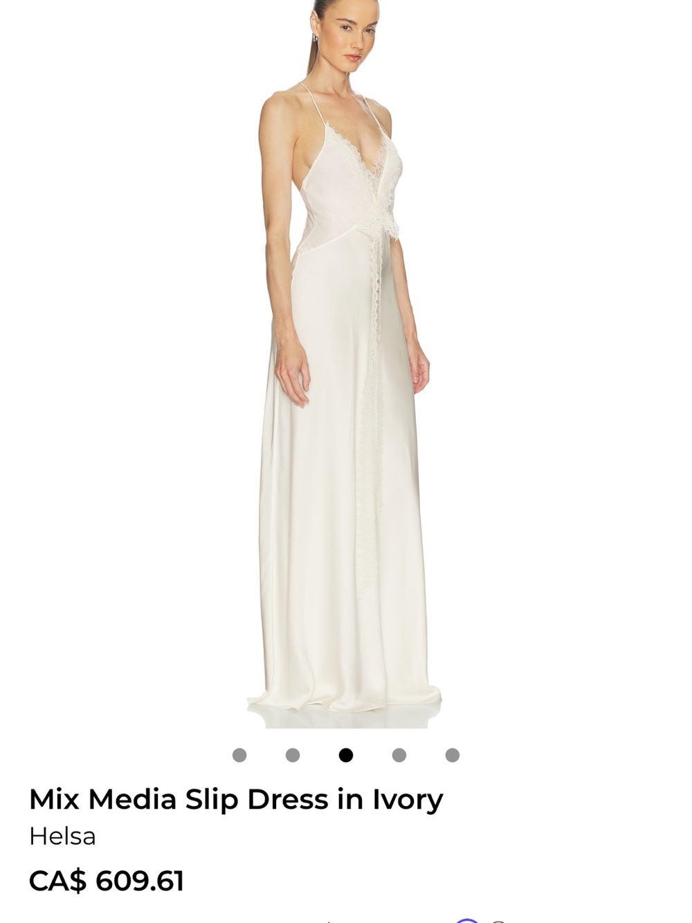 HELSA Mix Media Slip Dress in Ivory - Picture 3 of 7